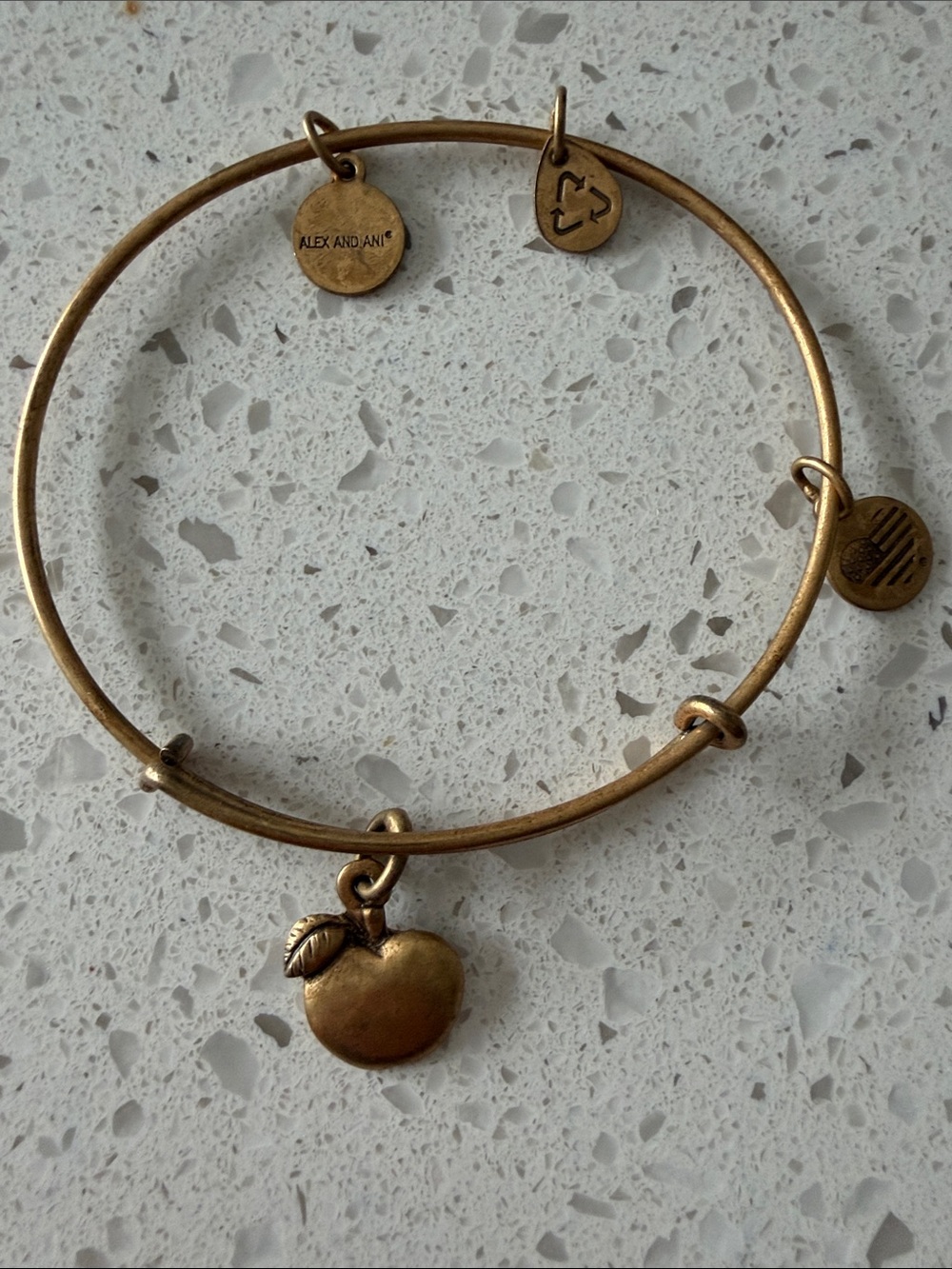 Alex and Ani Antique Gold Apple Charm Expandable Bangle